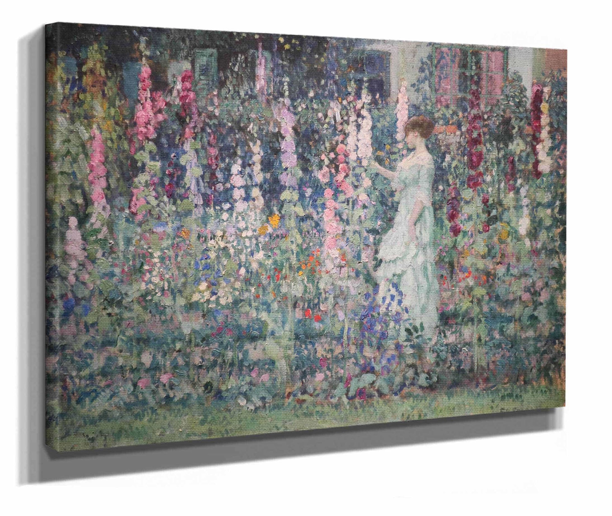 Hollyhocks By by Frederick Carl Frieseke