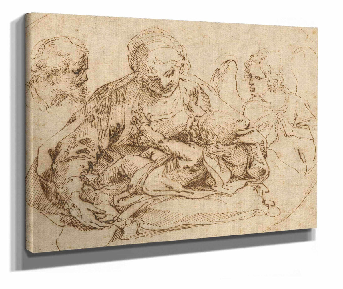 Holy Family With An Angel Mid Late S by Guido Reni