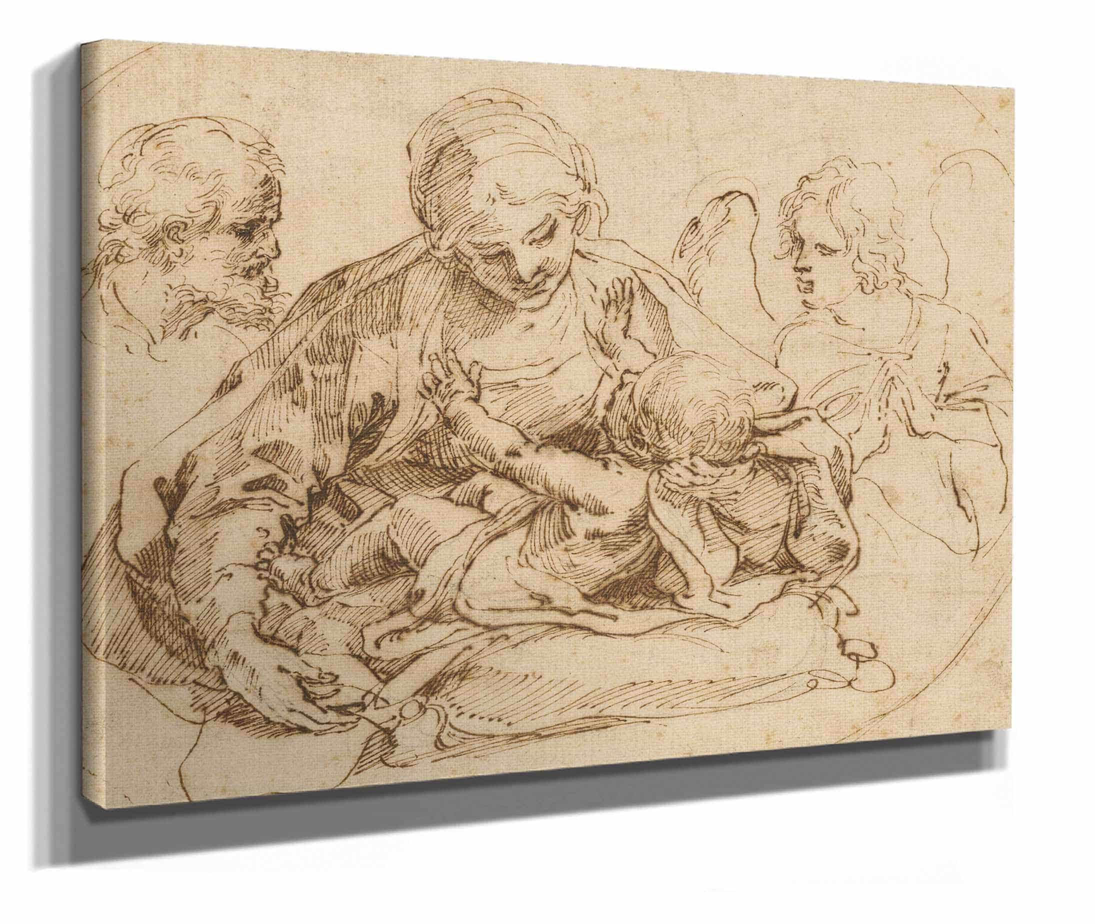Holy Family With An Angel Mid Late S by Guido Reni