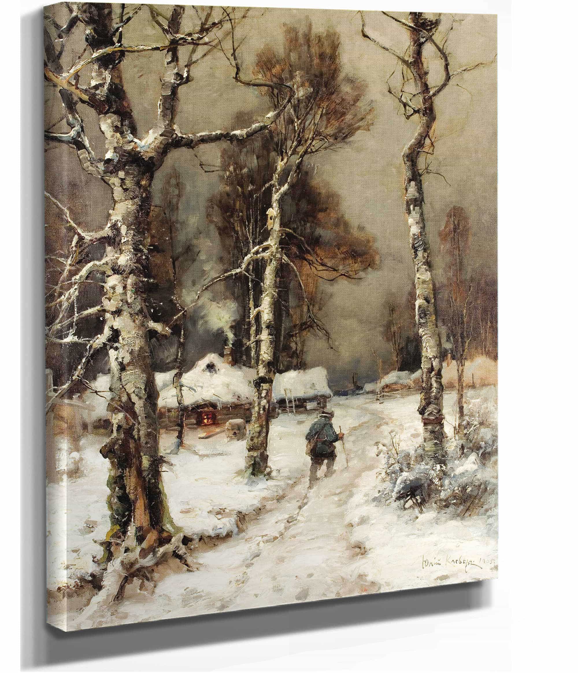 Homeward Bound Through A Wintry Forest by Julius Sergius Klever