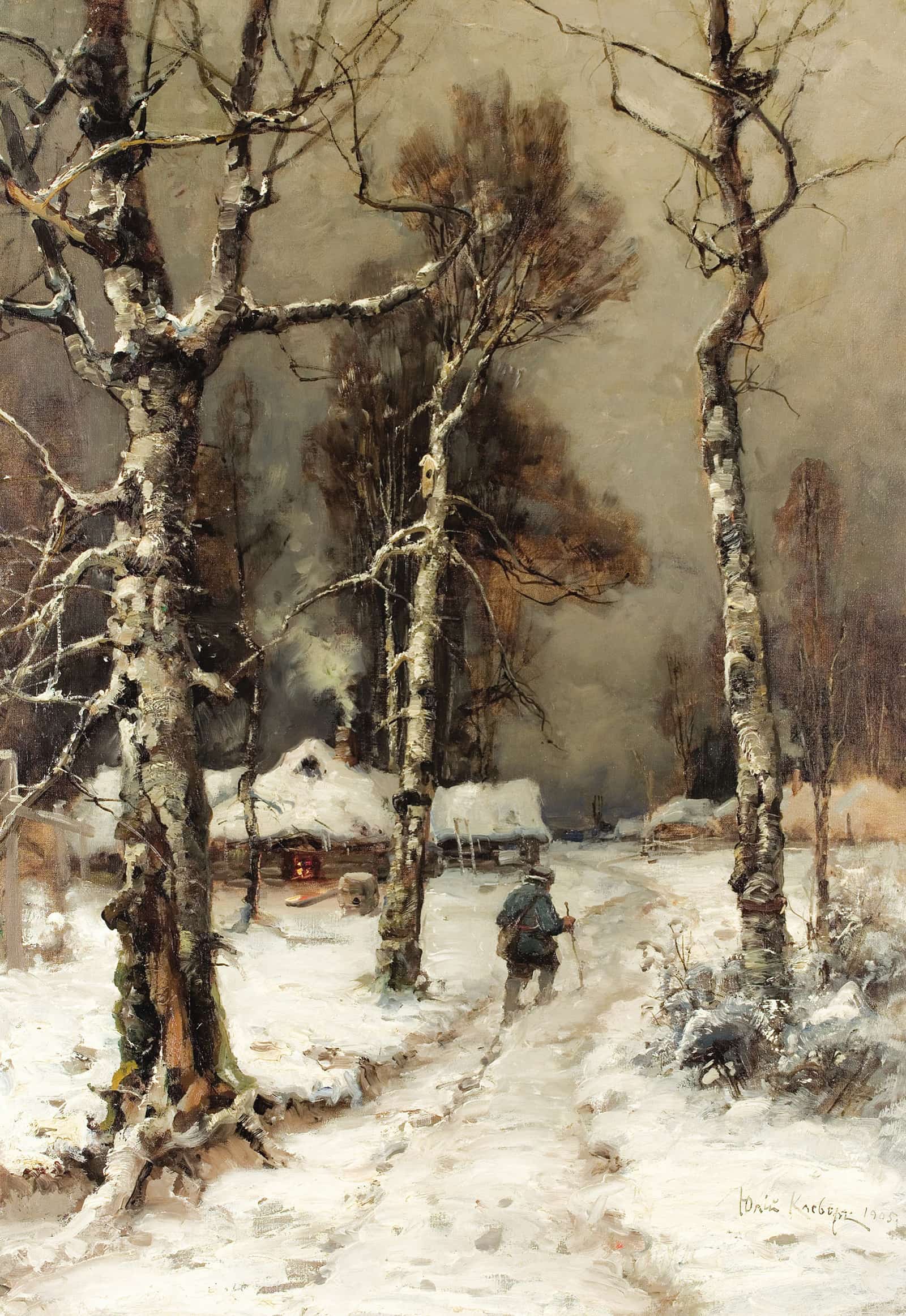 Homeward Bound Through A Wintry Forest by Julius Sergius Klever