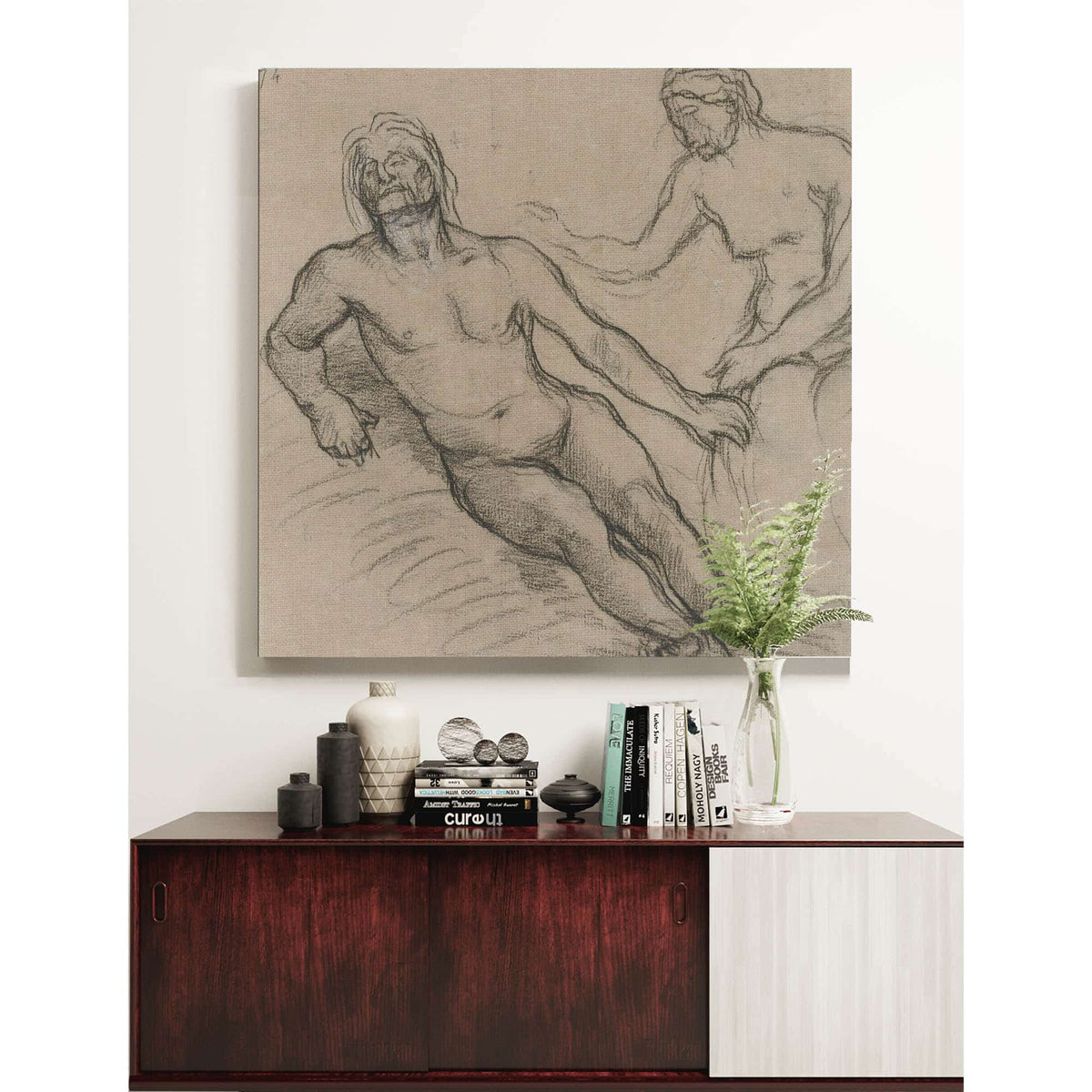 Homme Allonge Par Terre Et Femme Assise Penchee Sur Lui by Pierre Puvis De Chavannes