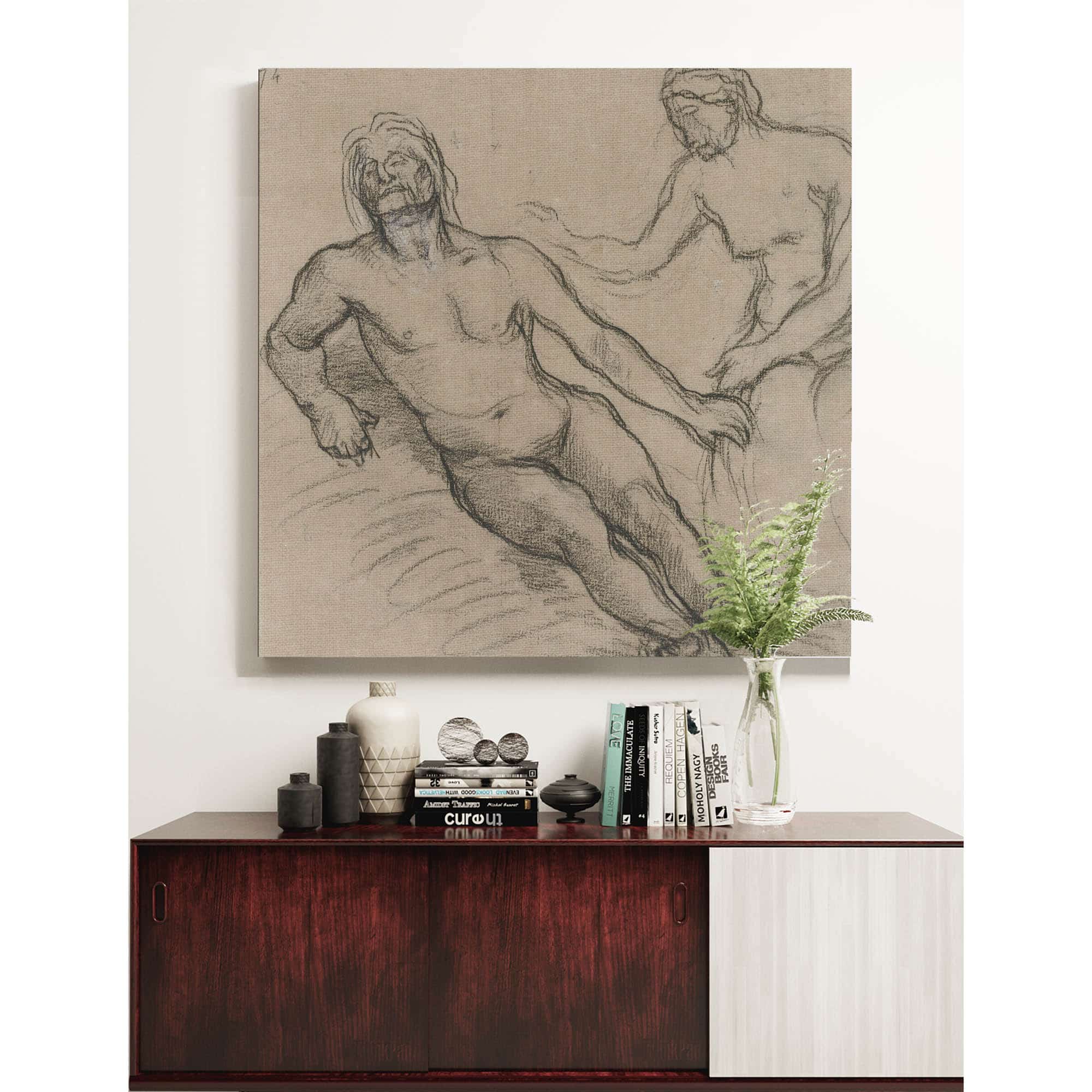 Homme Allonge Par Terre Et Femme Assise Penchee Sur Lui by Pierre Puvis De Chavannes