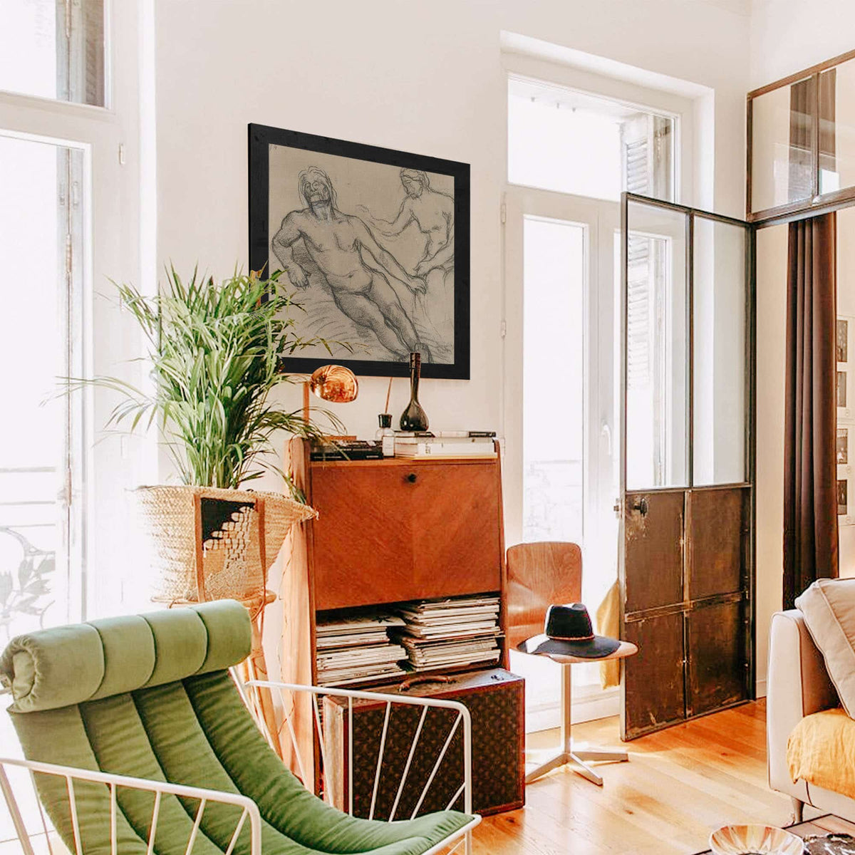 Homme Allonge Par Terre Et Femme Assise Penchee Sur Lui by Pierre Puvis De Chavannes