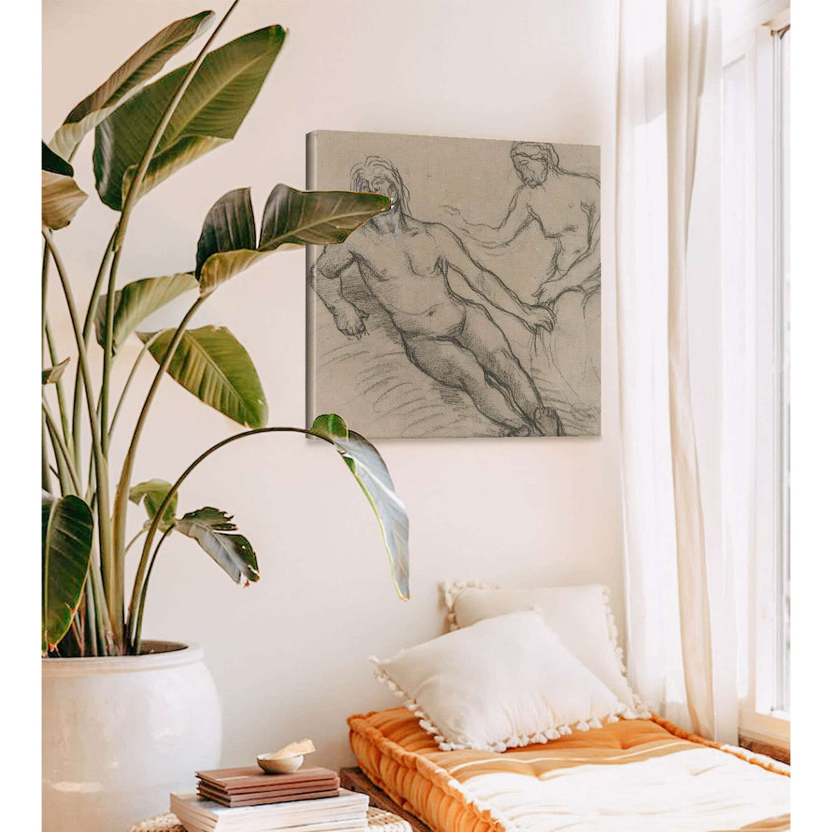 Homme Allonge Par Terre Et Femme Assise Penchee Sur Lui by Pierre Puvis De Chavannes