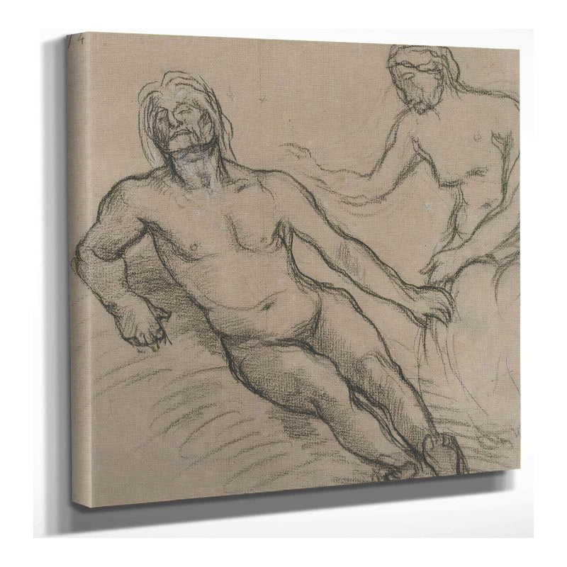 Homme Allonge Par Terre Et Femme Assise Penchee Sur Lui by Pierre Puvis De Chavannes