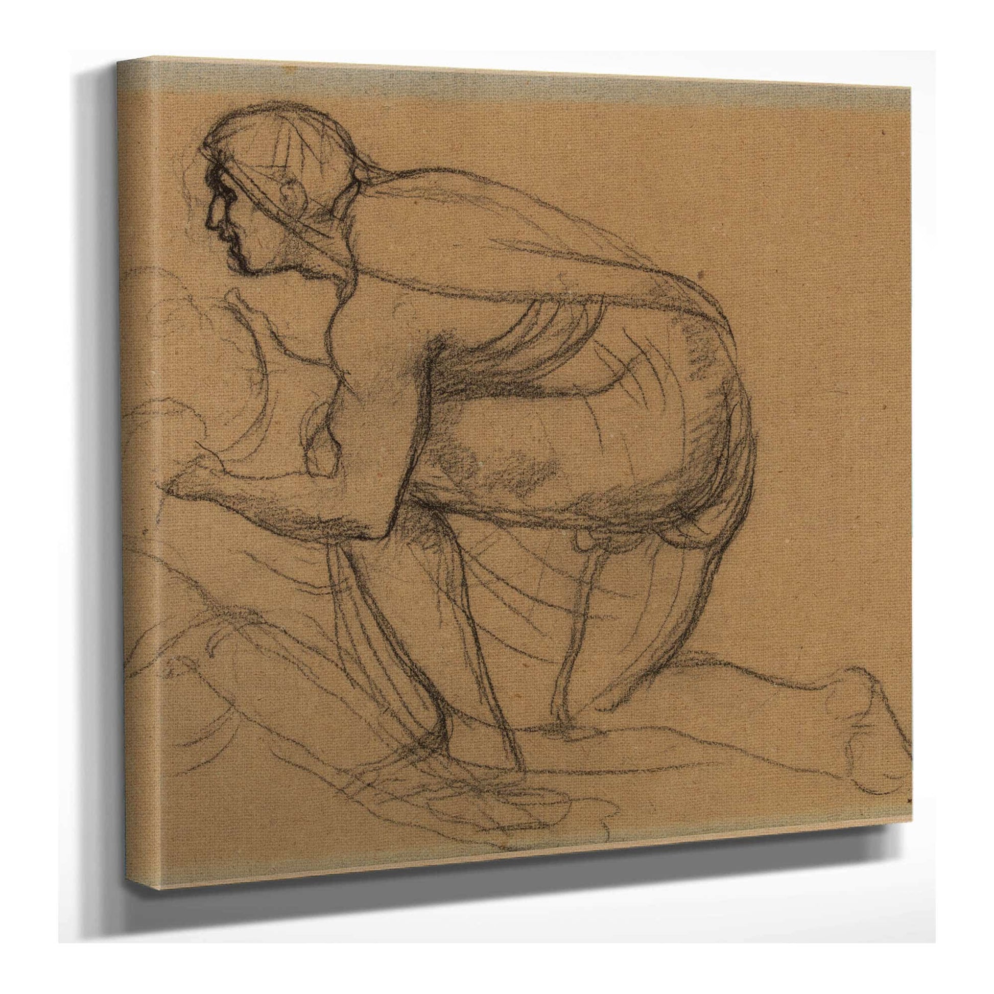 Homme Drape De Profil A Gauche Genou Droit A Terre by Pierre Puvis De Chavannes