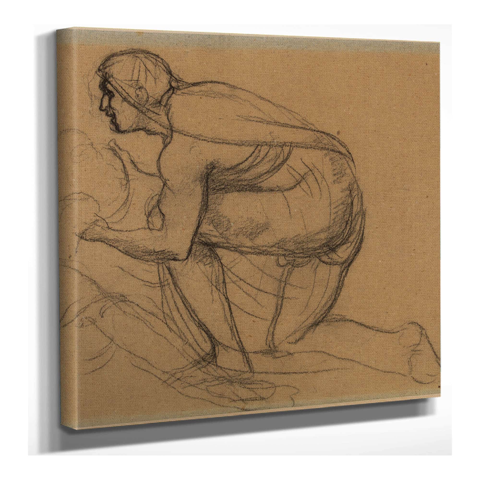 Homme Drape De Profil A Gauche Genou Droit A Terre by Pierre Puvis De Chavannes