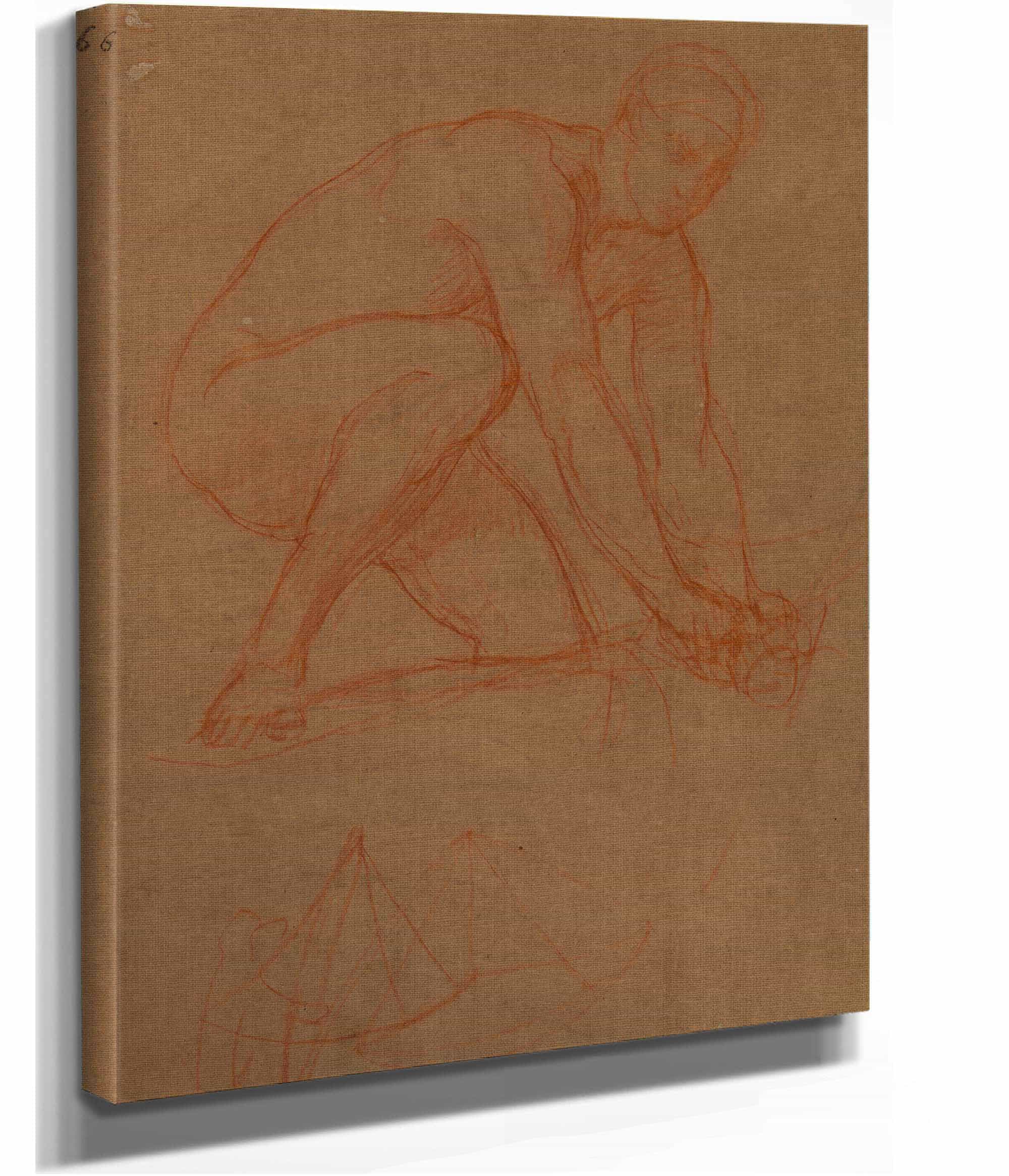 Homme Nu Accroupi Et Etude De Carrelet by Pierre Puvis De Chavannes