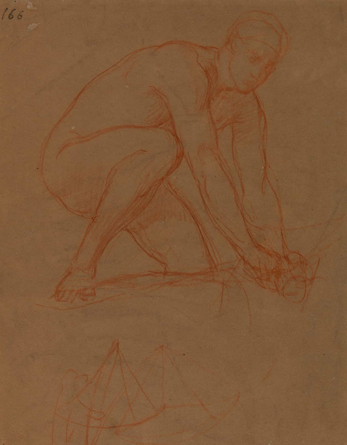 Homme Nu Accroupi Et Etude De Carrelet by Pierre Puvis De Chavannes