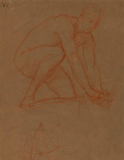 Homme Nu Accroupi Et Etude De Carrelet by Pierre Puvis De Chavannes