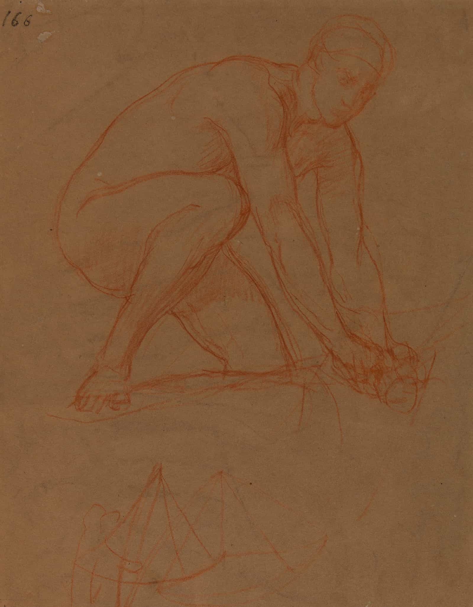 Homme Nu Accroupi Et Etude De Carrelet by Pierre Puvis De Chavannes