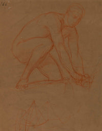Homme Nu Accroupi Et Etude De Carrelet by Pierre Puvis De Chavannes
