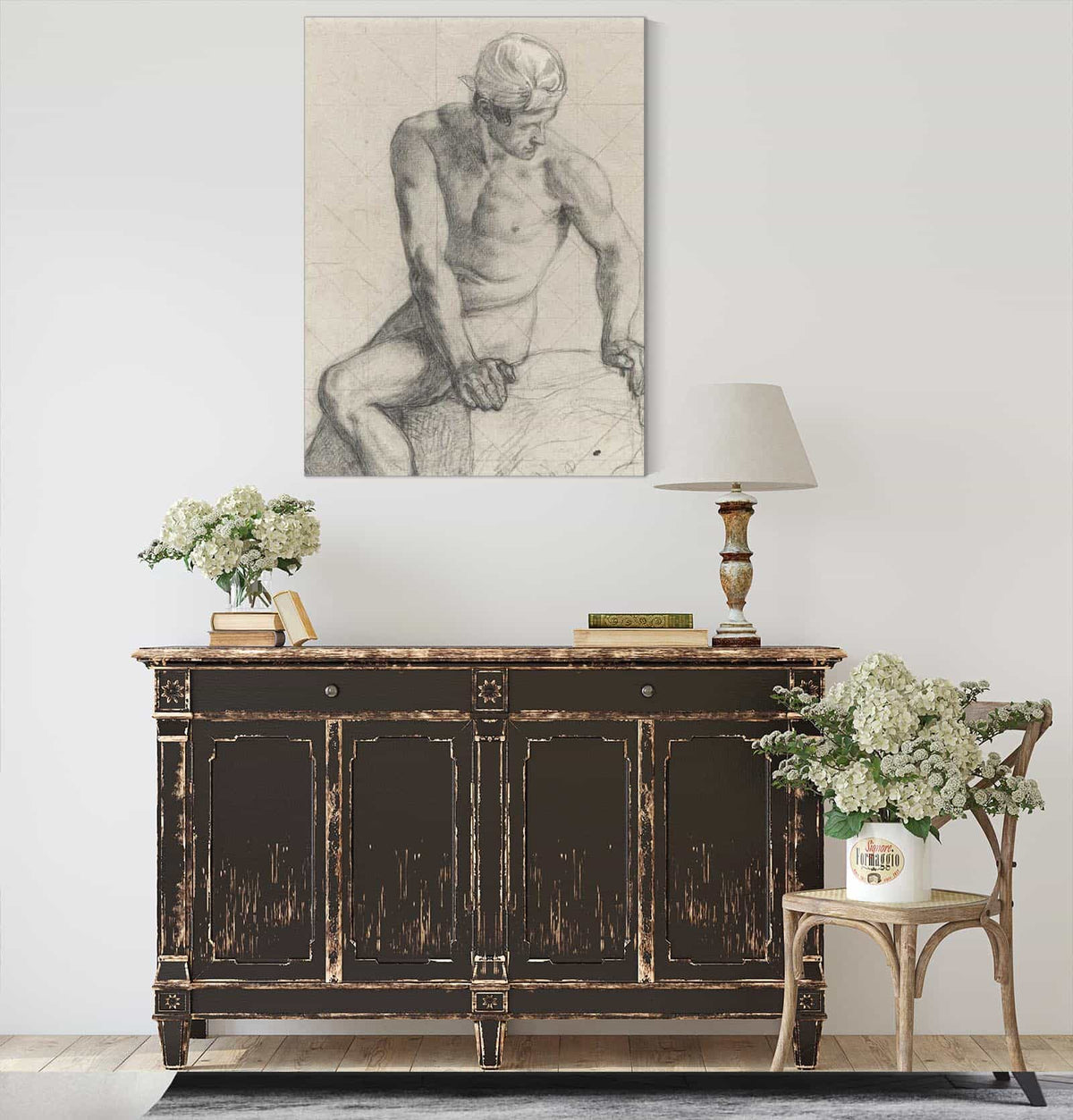 Homme Nu Assis Coiffe Dun Turban by Pierre Puvis De Chavannes