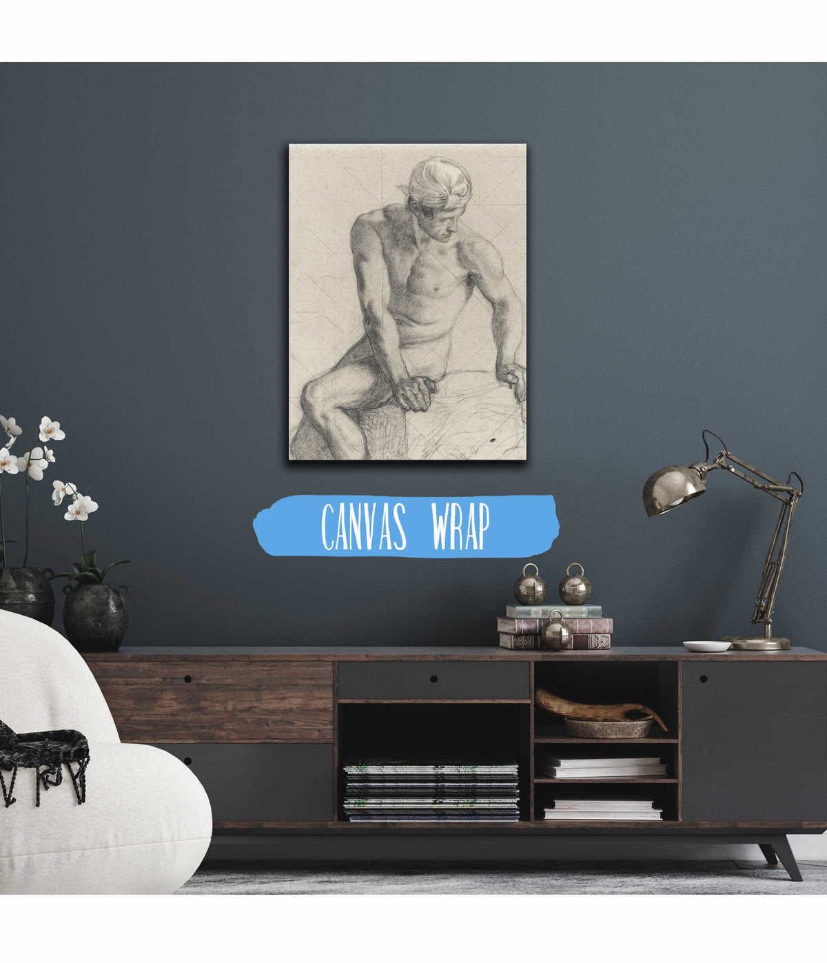 Homme Nu Assis Coiffe Dun Turban by Pierre Puvis De Chavannes