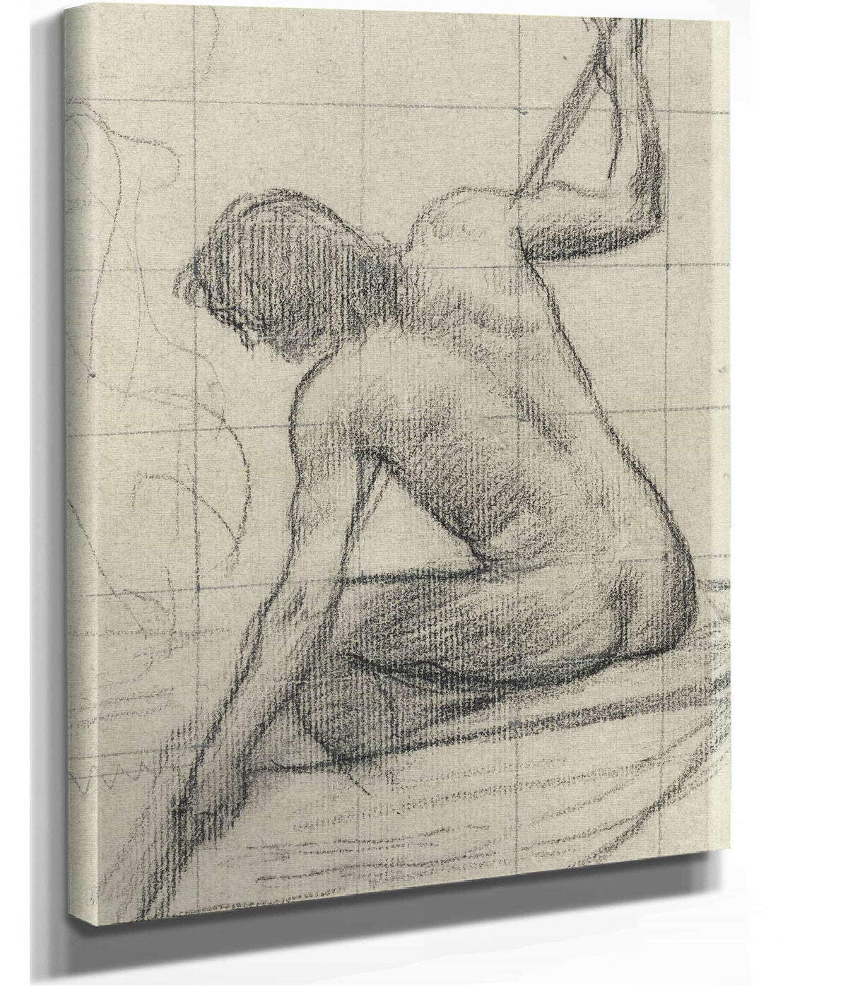 Homme Nu Assis De Dos Tenant Un Baton by Pierre Puvis De Chavannes