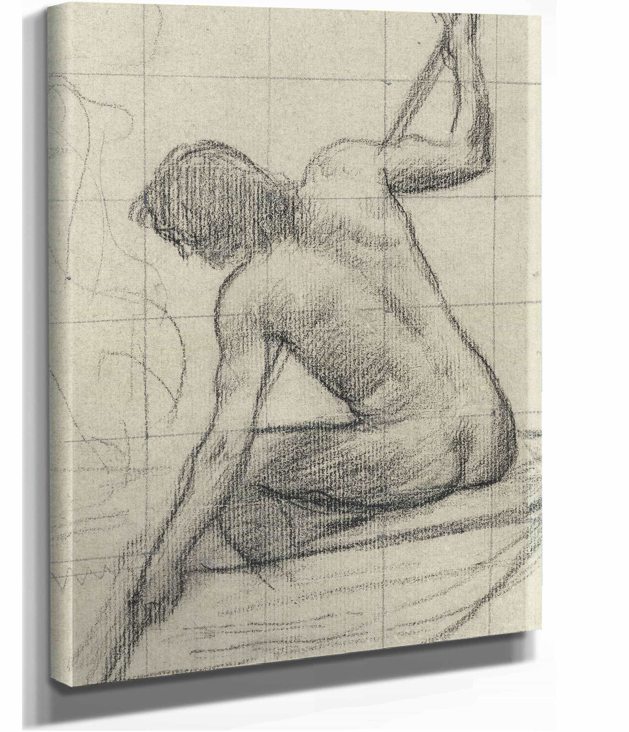 Homme Nu Assis De Dos Tenant Un Baton by Pierre Puvis De Chavannes
