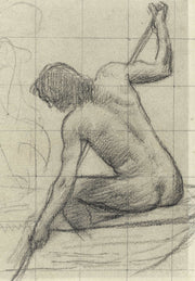 Homme Nu Assis De Dos Tenant Un Baton by Pierre Puvis De Chavannes