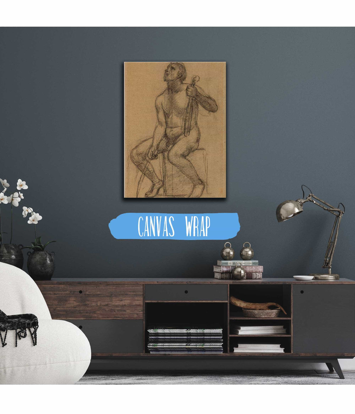 Homme Nu Assis Tenant Un Violon Et Un Archet by Pierre Puvis De Chavannes