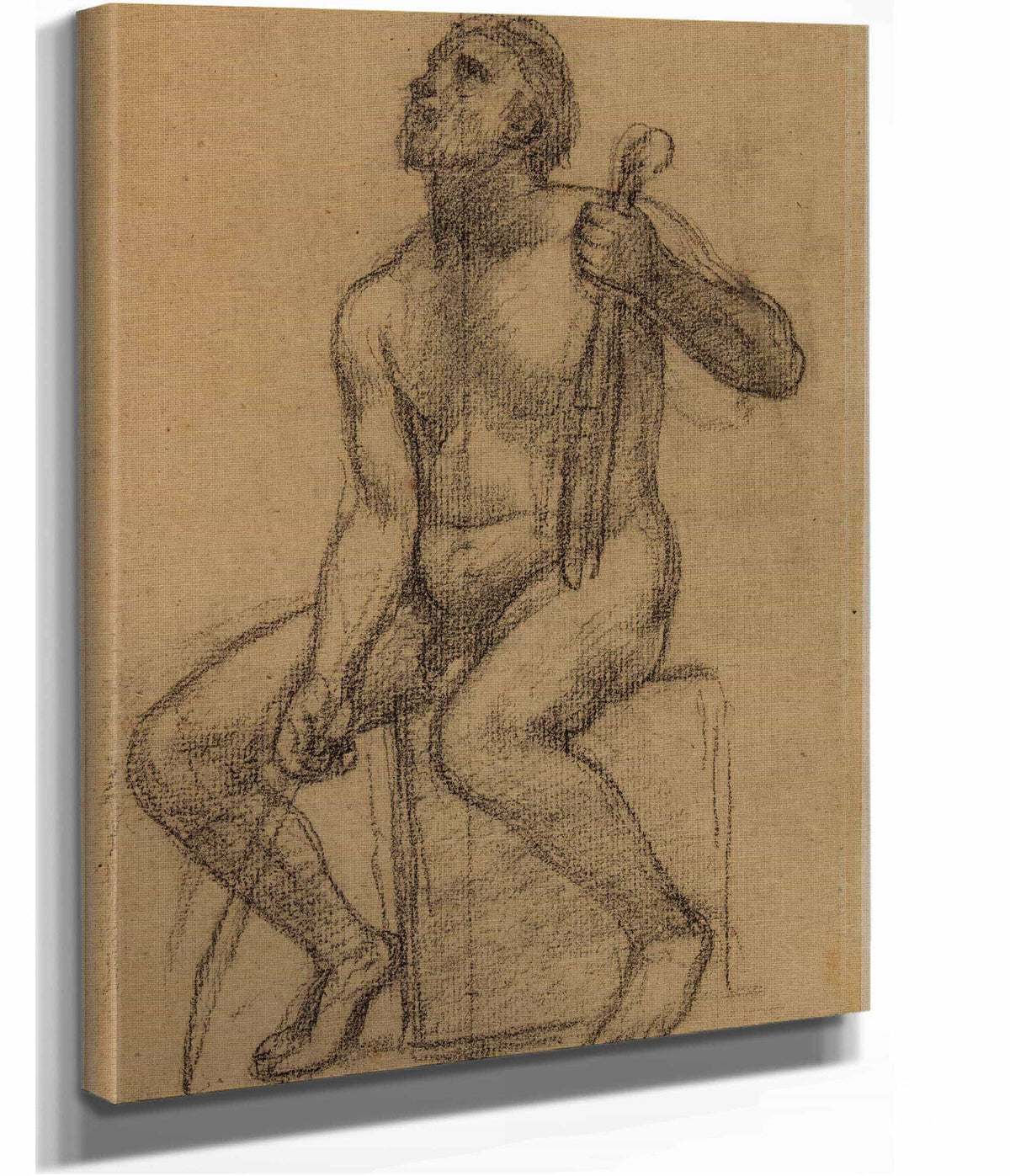 Homme Nu Assis Tenant Un Violon Et Un Archet by Pierre Puvis De Chavannes