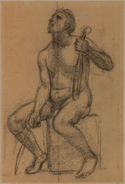 Homme Nu Assis Tenant Un Violon Et Un Archet by Pierre Puvis De Chavannes