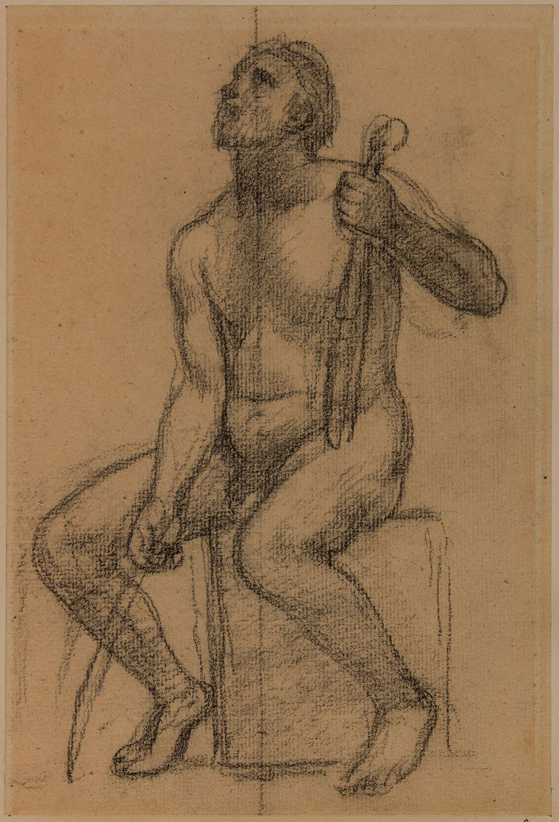 Homme Nu Assis Tenant Un Violon Et Un Archet by Pierre Puvis De Chavannes