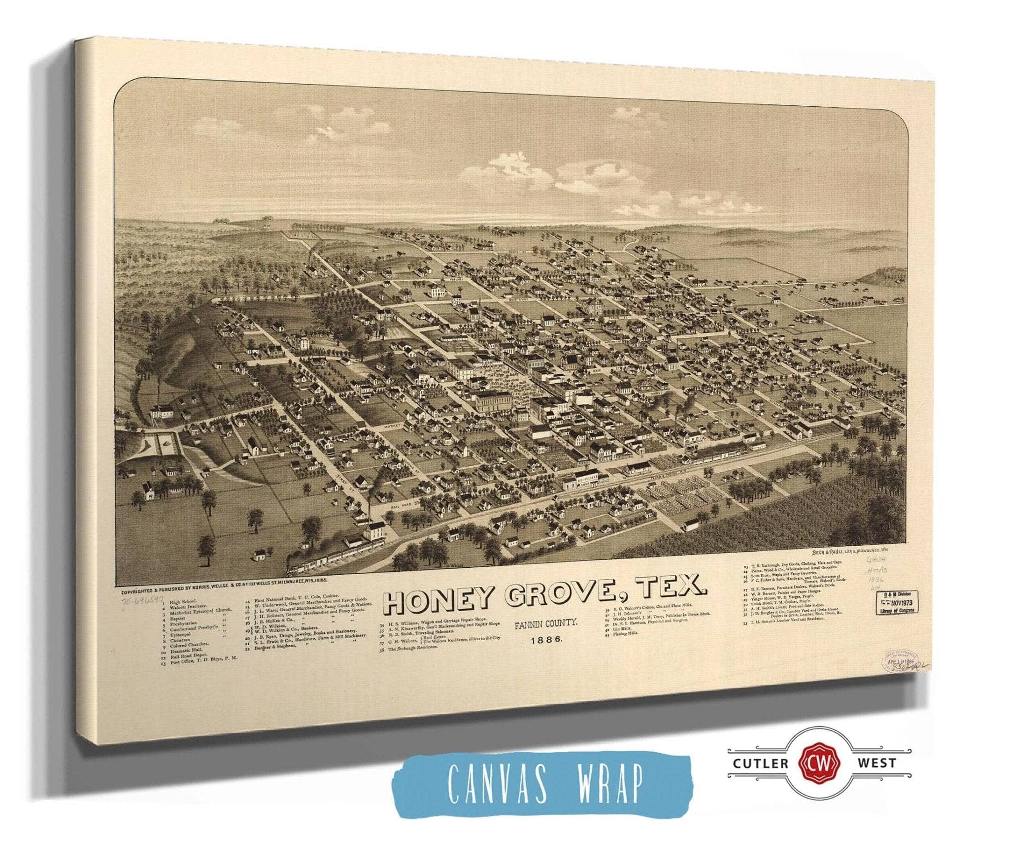 Honey Grove Tex Fannin County 1886 State of Texas