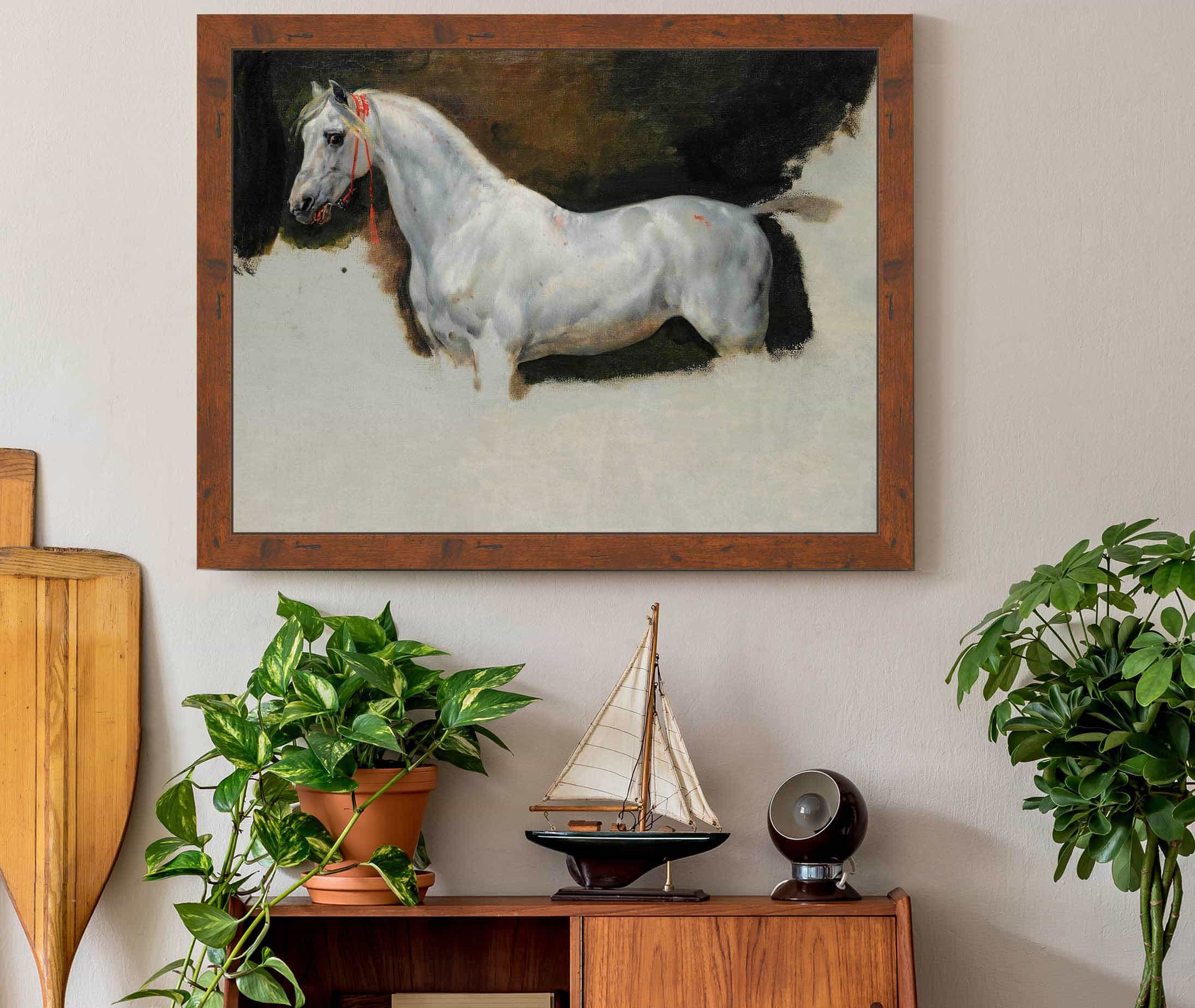 Study Of A White Horse by Horace Vernet Print from Truly Art