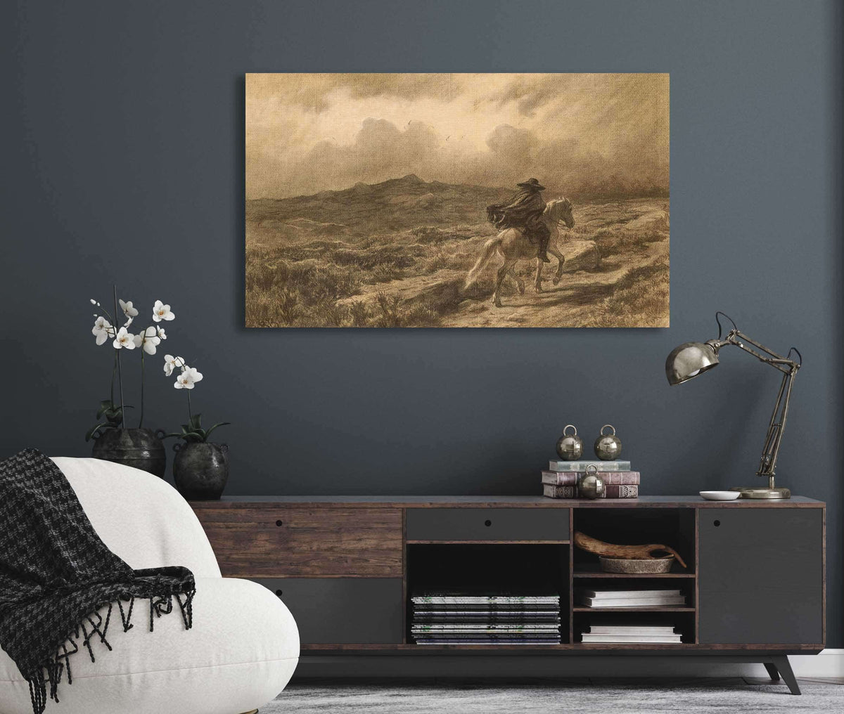 Horse And Rider On The Scottish Highlands The Approaching Storm by Rosa Bonheur
