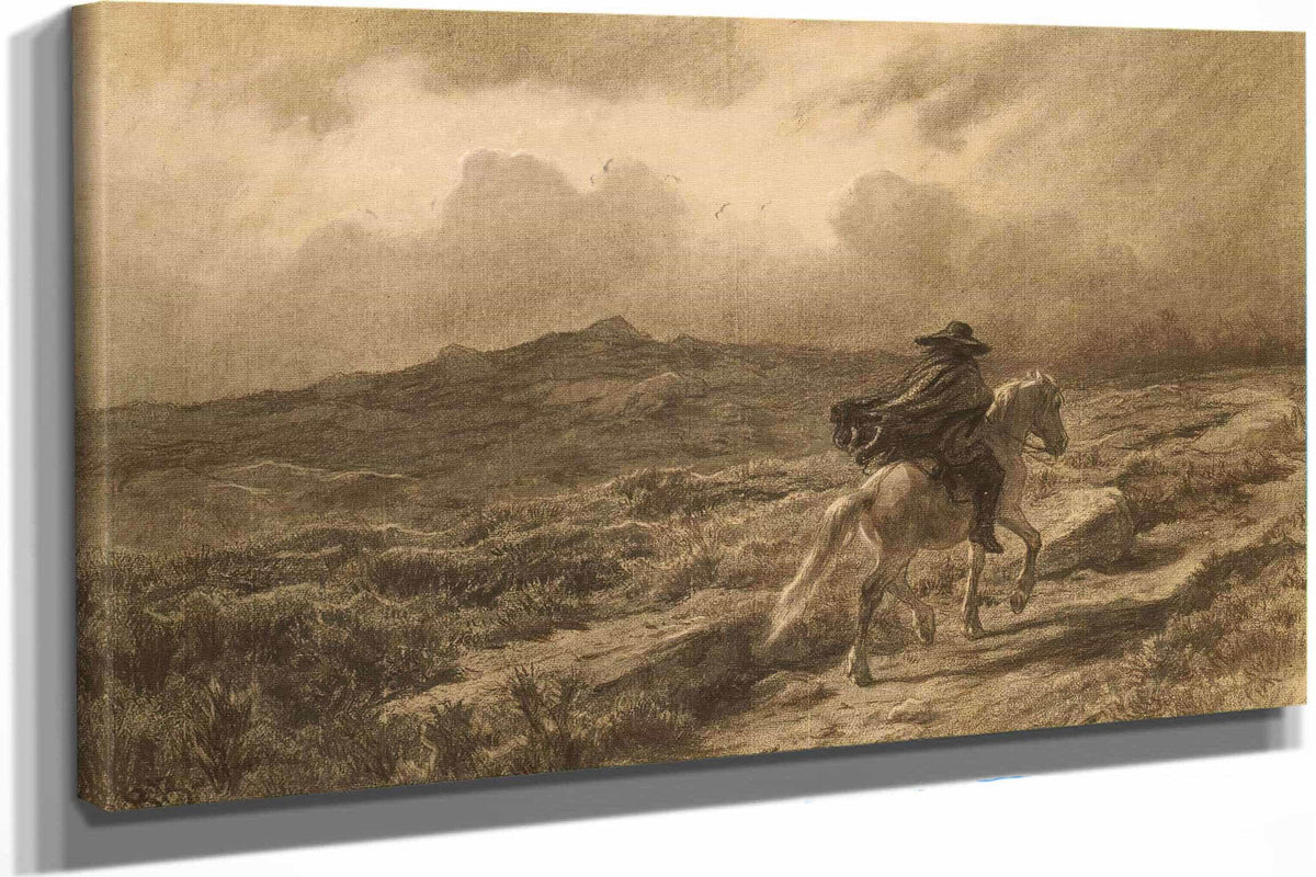 Horse And Rider On The Scottish Highlands The Approaching Storm by Rosa Bonheur