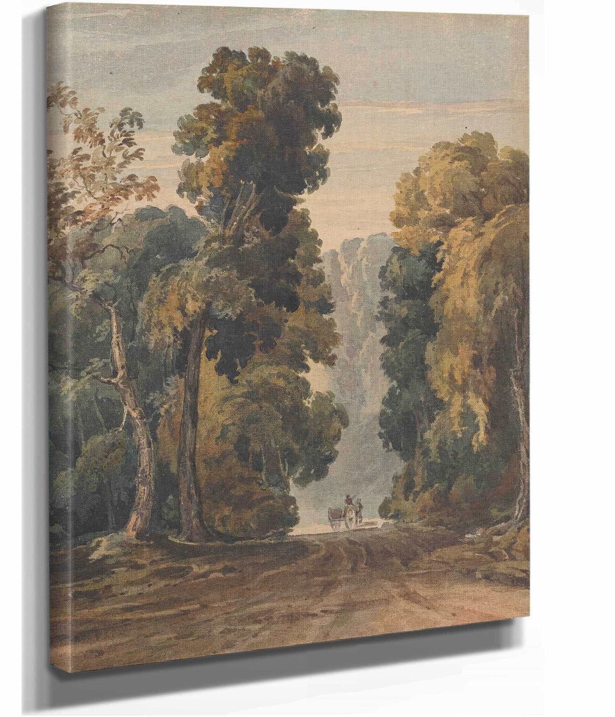 Horse Cart And Driver On Wide Tree Lined Lane by Thomas Sully