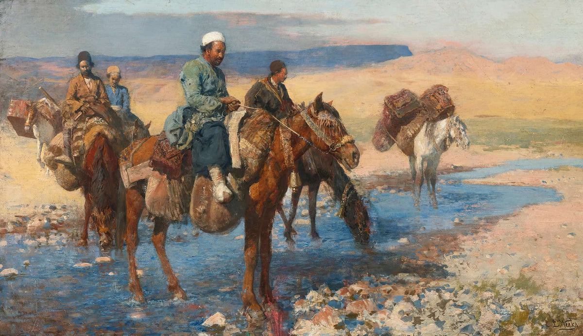Horses At The Ford Persia by Edwin Lord Weeks