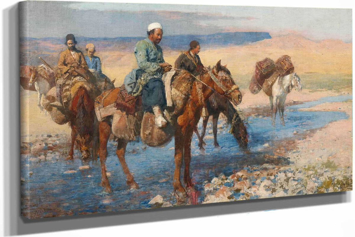 Horses At The Ford Persia by Edwin Lord Weeks