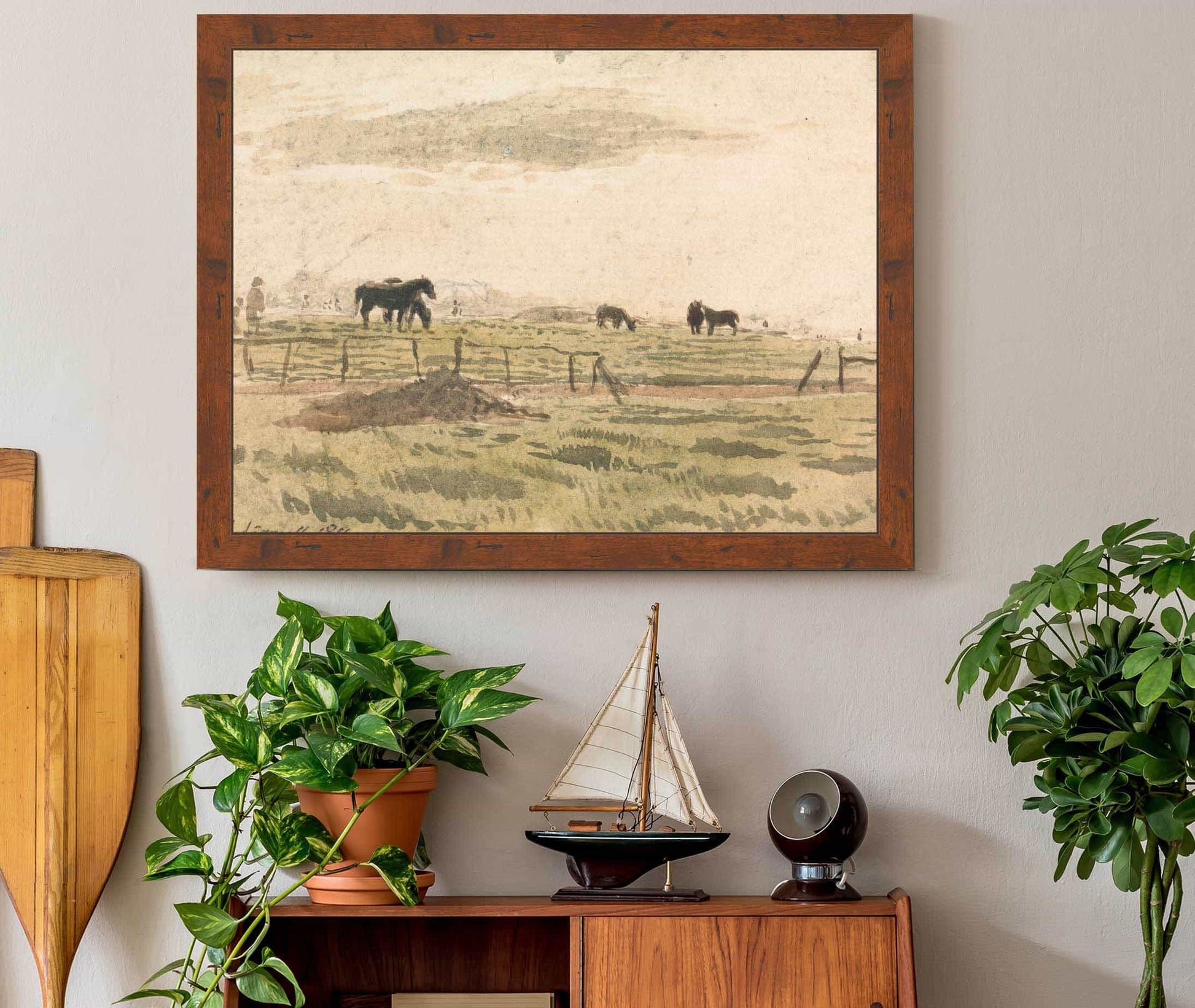 Horses In A Paddock by John Linnell