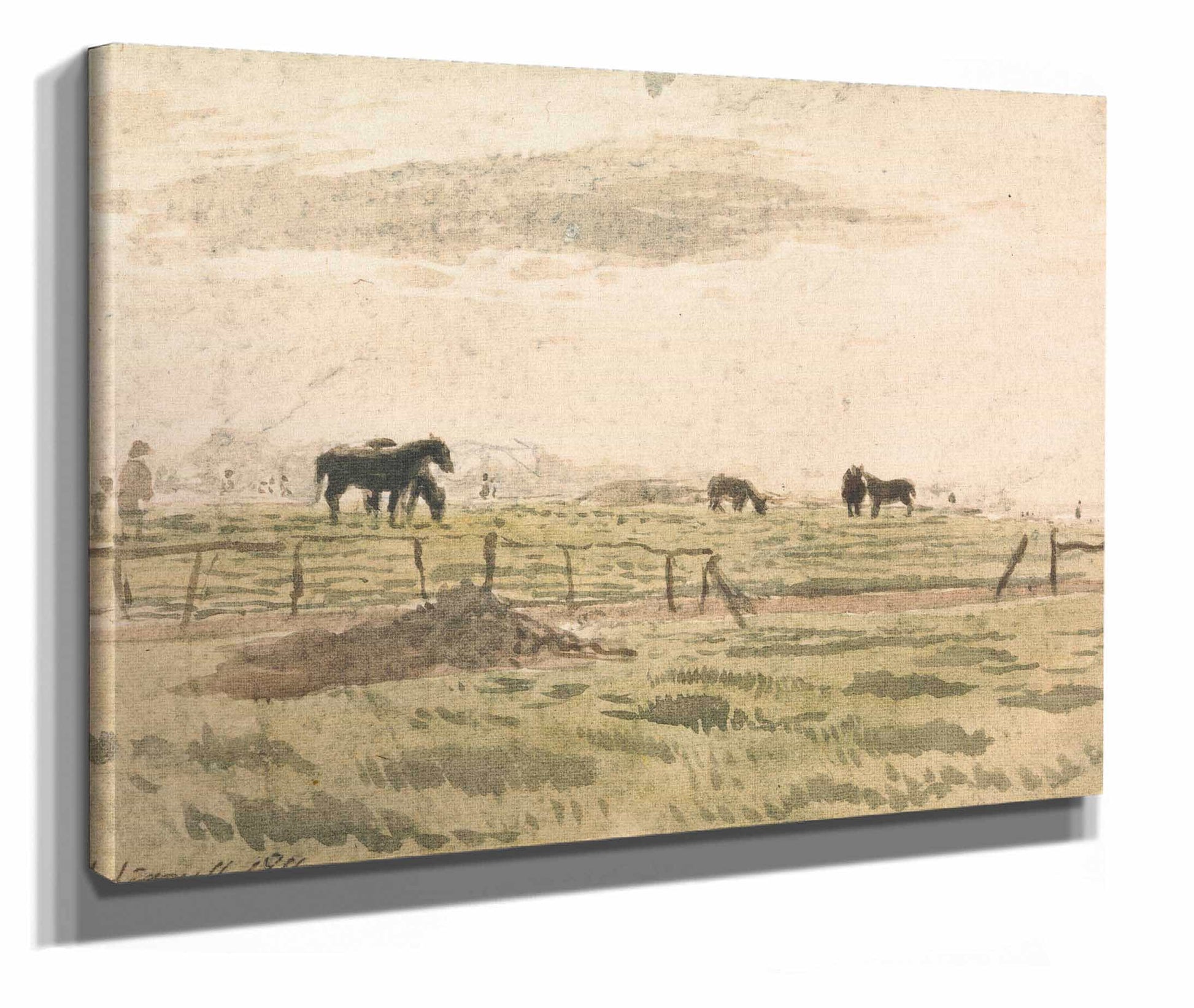 Horses In A Paddock by John Linnell