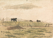 Horses In A Paddock by John Linnell