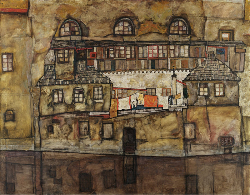 House Wall On The River by Egon Schiele