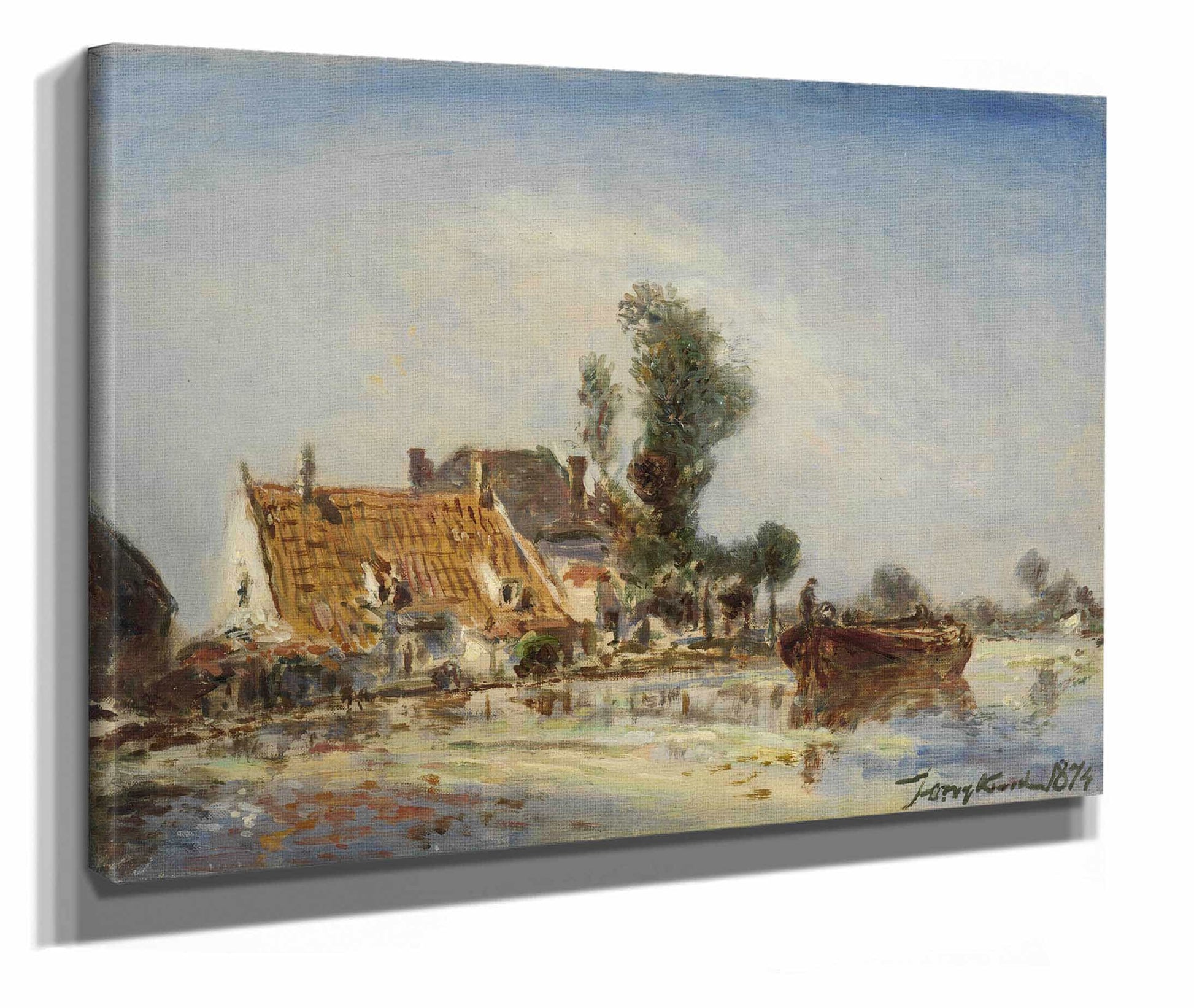 Houses On A Waterway Near Crooswijk by Johan Barthold Jongkind
