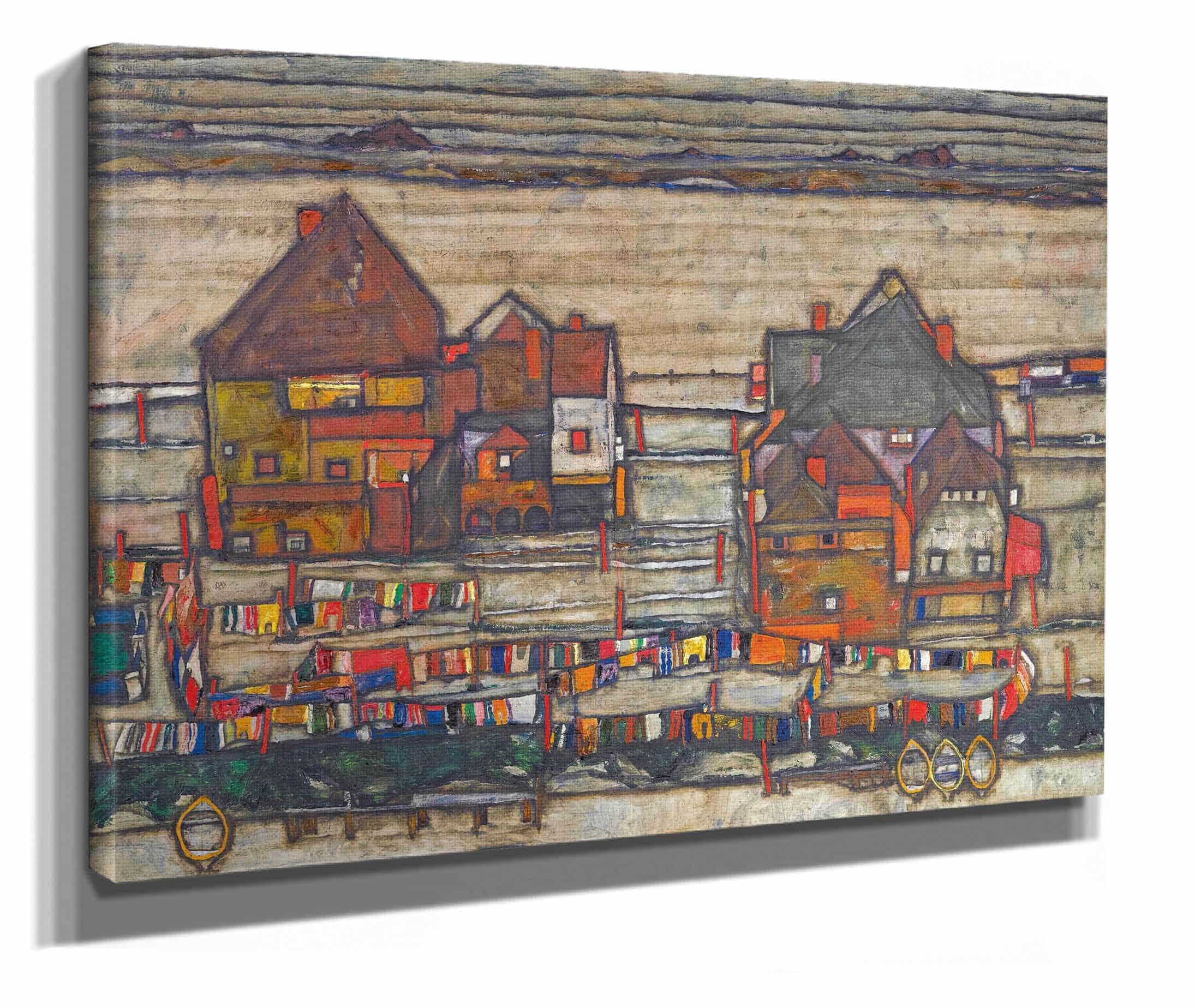 Houses With Laundry Suburb Ii by Egon Schiele