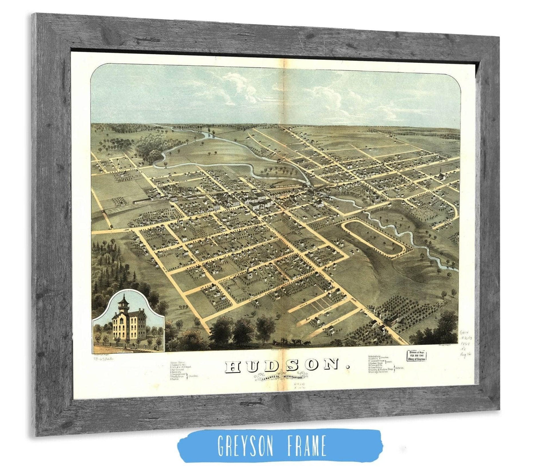 Hudson Lenawee Co Michigan 1868 State of Michigan