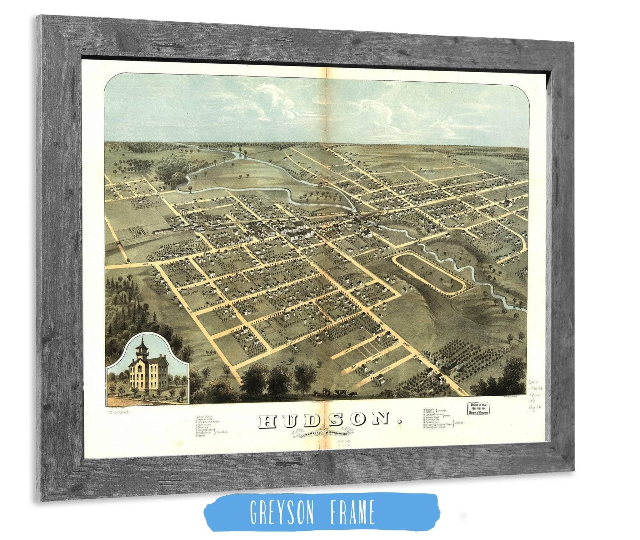 Hudson Lenawee Co Michigan 1868 State of Michigan
