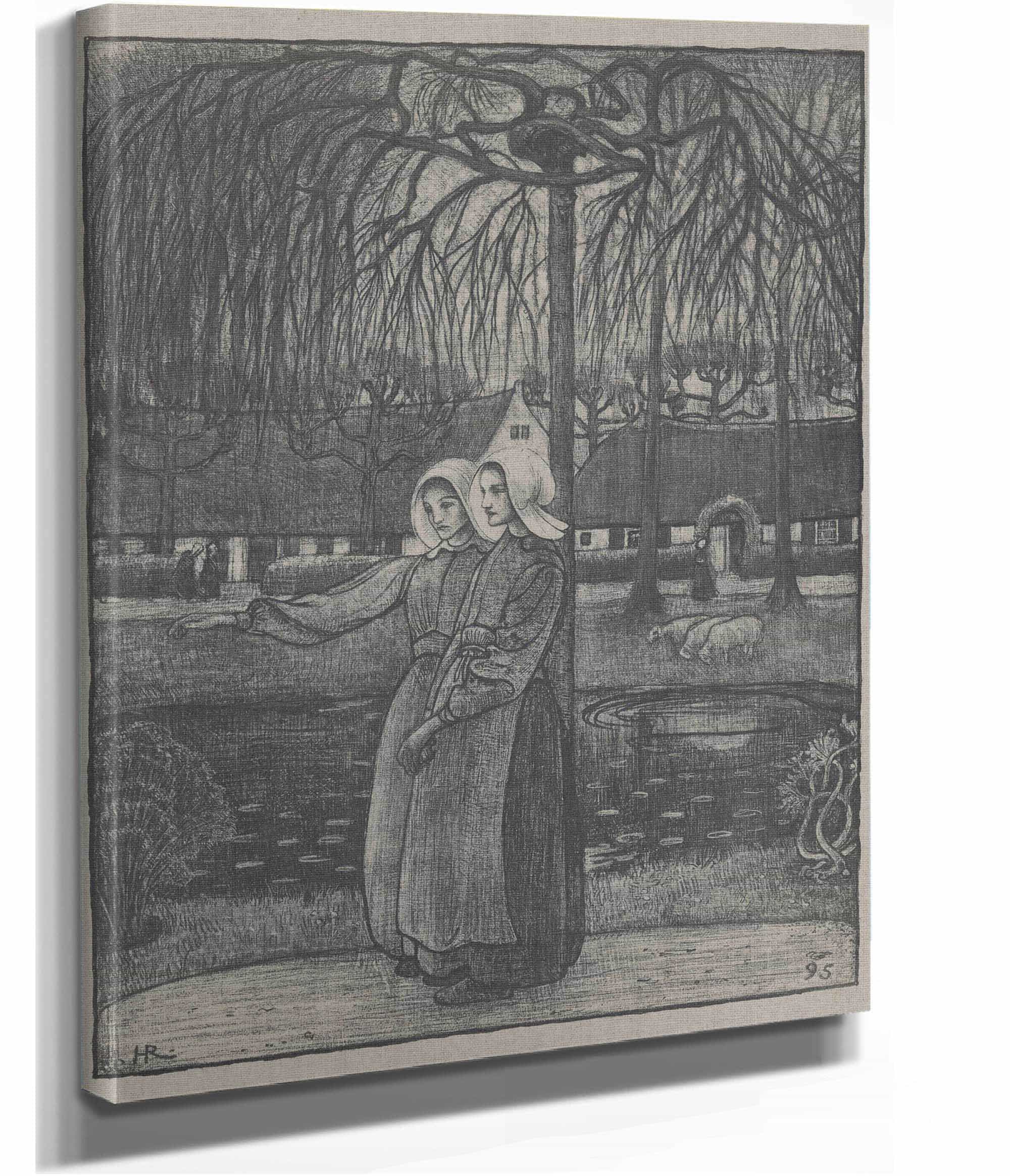Huizer Meisjes Bij Een Vijver by Richard Nicolaus Roland Holst