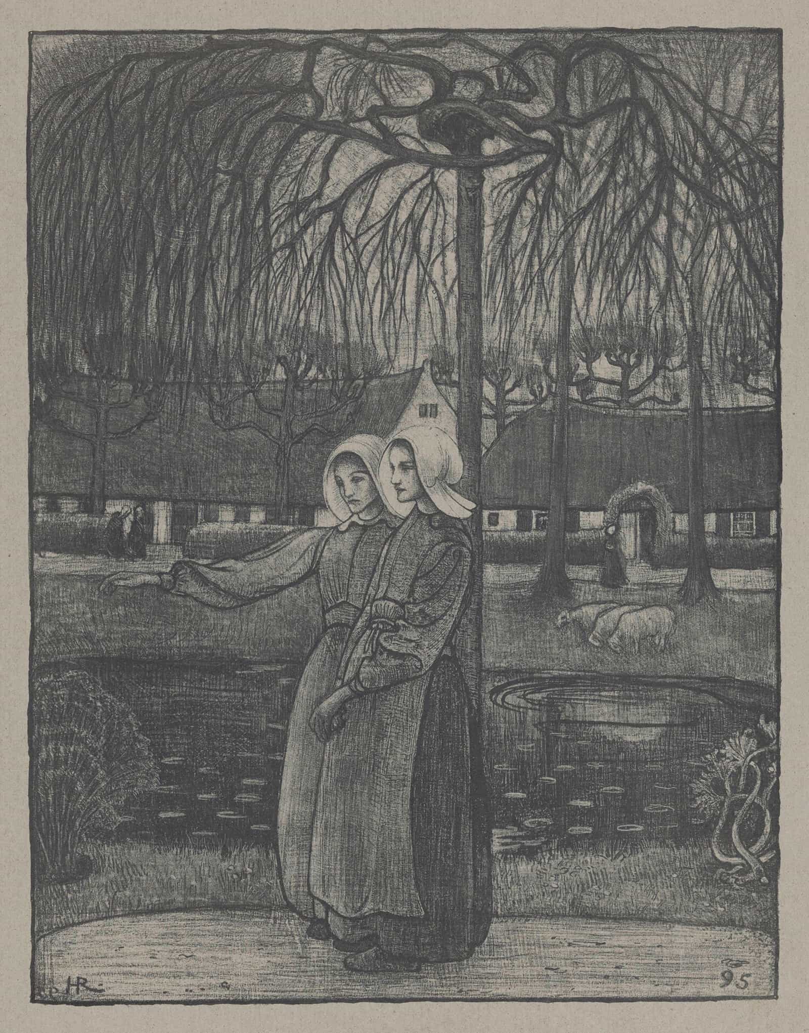 Huizer Meisjes Bij Een Vijver by Richard Nicolaus Roland Holst