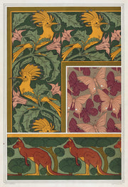 Huppes Et Stramoine Bordure Papillons Etoffe De Soie Kangourou Et Arbres Bordure by Maurice Pillard Verneuil