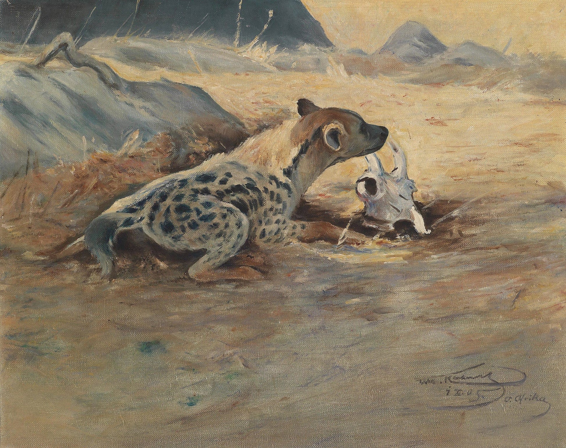 Hyane Auf Der Lauer by Wilhelm Kuhnert