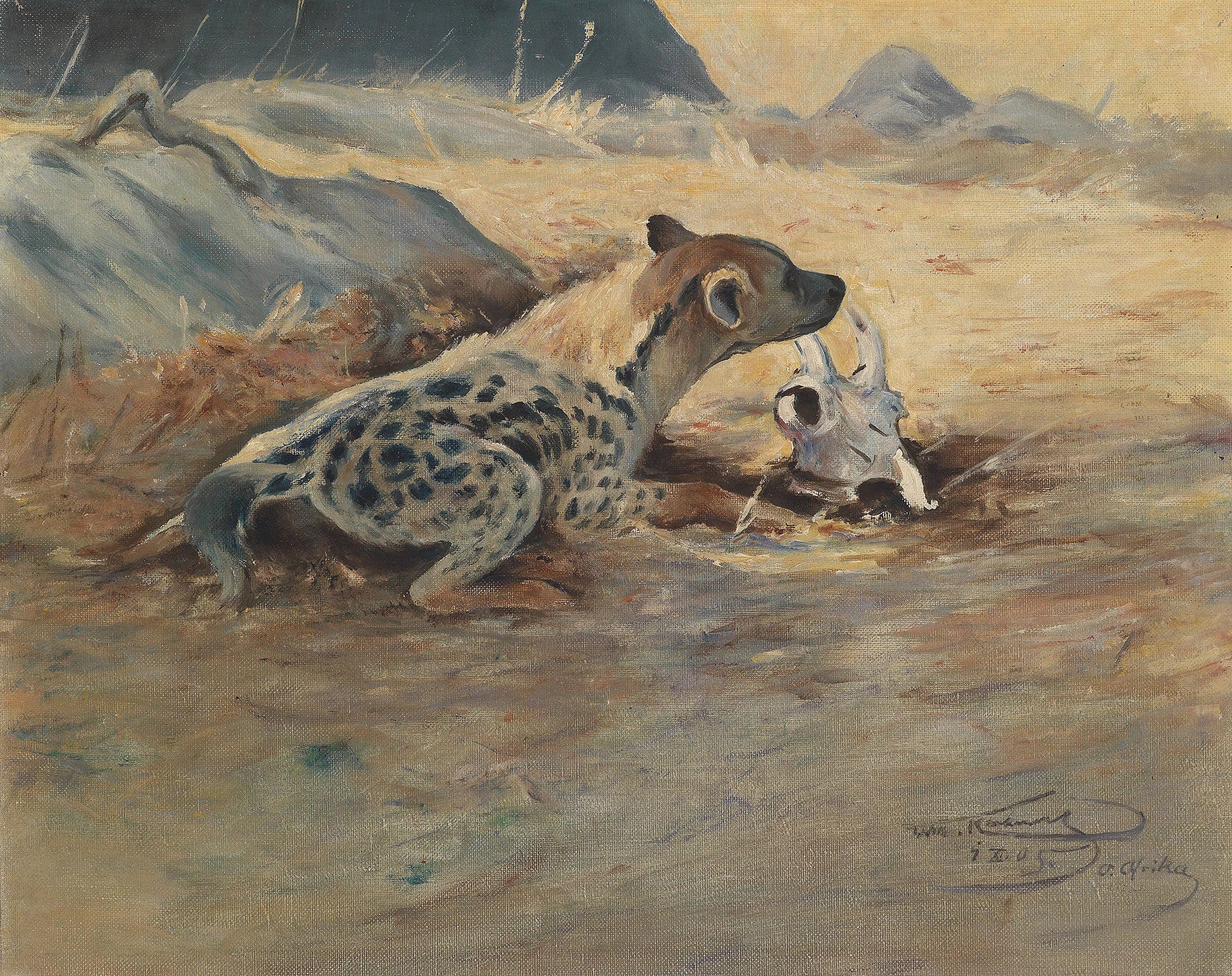 Hyane Auf Der Lauer by Wilhelm Kuhnert
