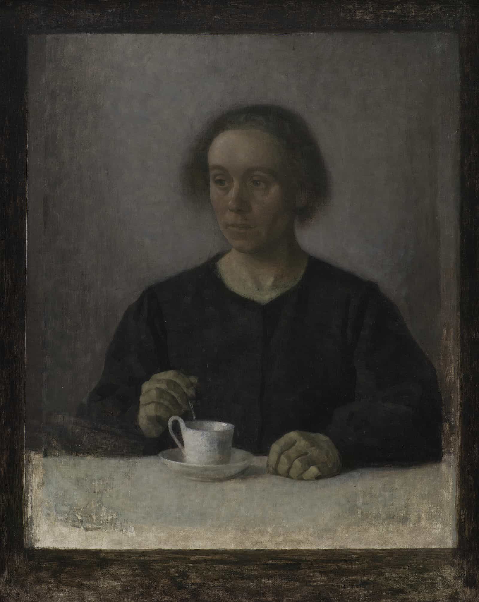Ida Hammershoi The Artists Wife With A Teacup by Vilhelm Hammershoi