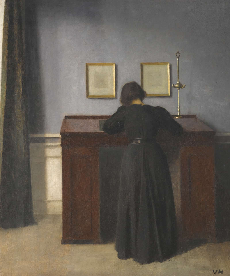 Ida Standing At A Desk by Vilhelm Hammershoi