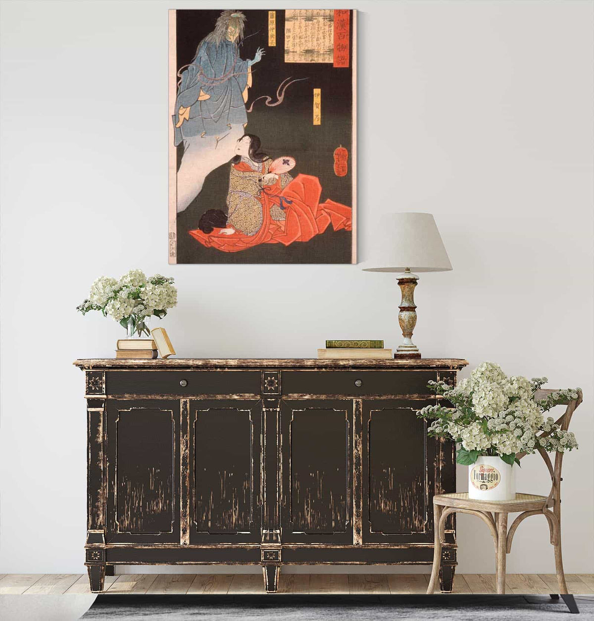 Iga No Tsubone With Tengu The Spirit Of Fujiwara No Nakanari by Tsukioka Yoshitoshi