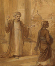 Illustration For An Eastern Romance Possibly The Arabian Nights With Two Male Figures Standing by Robert Smirke
